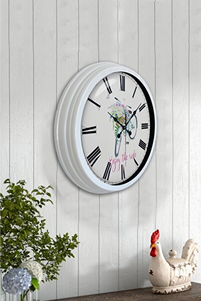 Kasva Concept هدية ساعة حائط معدنية بيضاء مقاس 40 سم