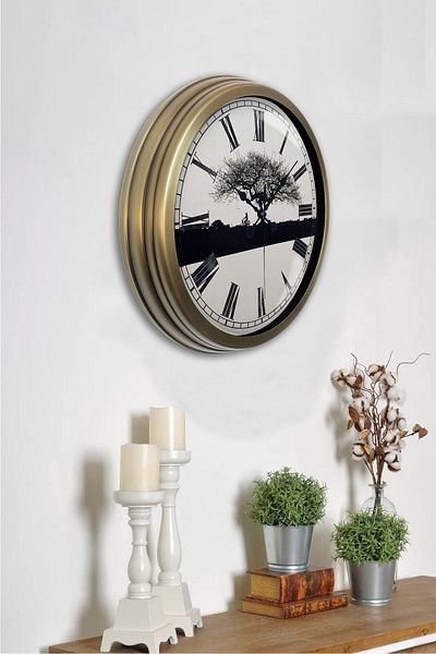 Kasva Concept Gift 40 cm Antique Metal Wall Clock Wall Clock