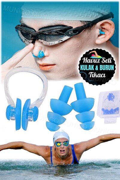 Munico Su Sporları Ses Geçirmez Kulaklıklar Havuz Aksesuar Burun Klipsi Taşın...