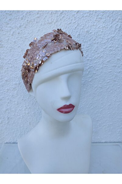 Hippybutik Bakır Payet İşlemeli Organze El İşi Saç Bandı