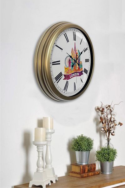 Kasva Concept Gift 40 cm Antique Metal Kuala Lumpur Themed Wall Clock