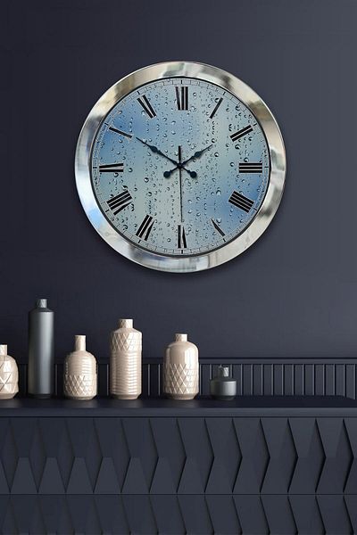 Kasva Concept 36 cm Chrome Metal Raindrop Wall Clock