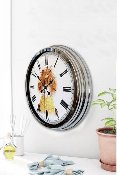 Kasva Concept Gift 40 cm Chrome Metal Artistic Wall Clock