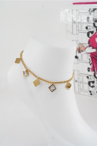 By Zeyna Aksesuar Women's 316 L Tarnishproof Anti Allergenic Steel Anklet Zy00020