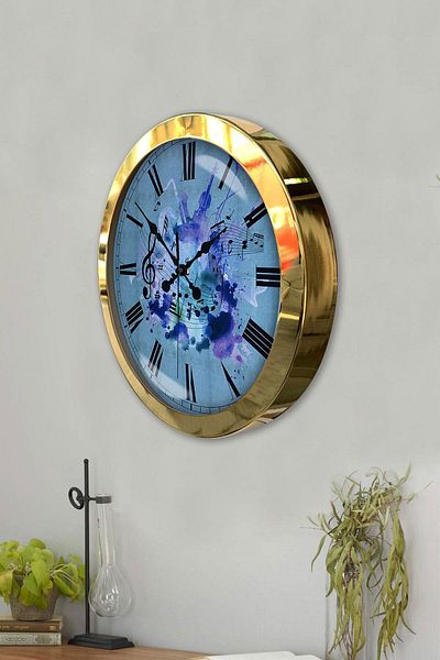 Kasva Concept Gift 36 cm Gold Metal Music Wall Clock