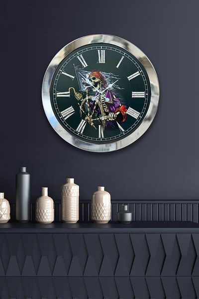Kasva Concept Gift 36 cm Chrome Metal Rudder Wall Clock