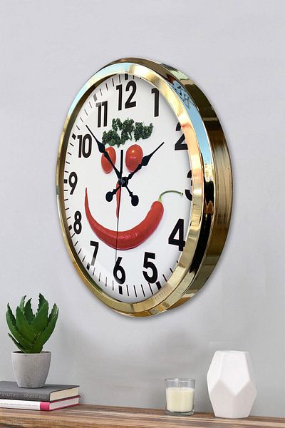 Kasva Concept 52 cm Gold Metal Kitchen Wall Clock