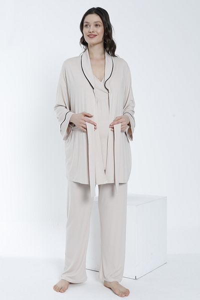 Miss Dünya Lissa Large Collar Dressing Gown Pajamas Set for Pregnant and Maternity
