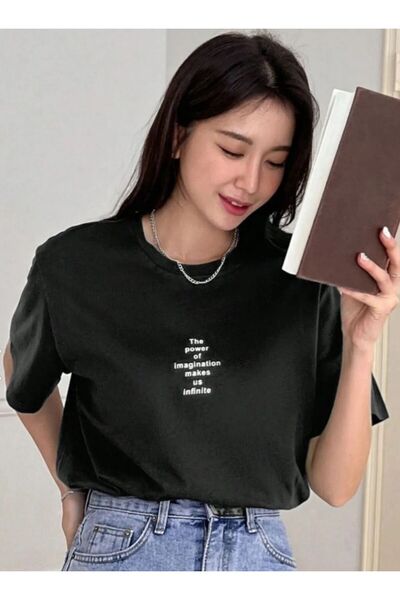 BETİLİNA SİYAH THE POWER Geniş kalıp T-Shirt