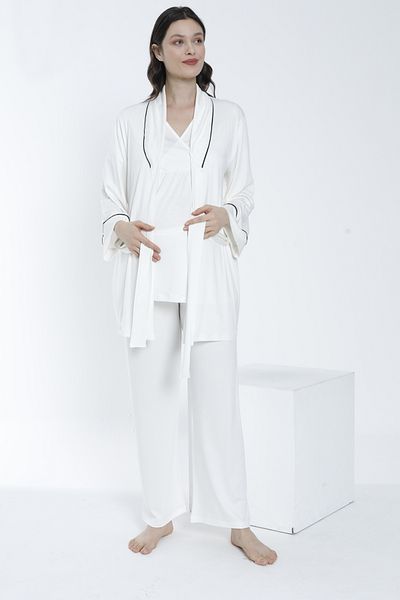 Miss Dünya Lissa Large Collar Dressing Gown Pajamas Set for Pregnant and Maternity