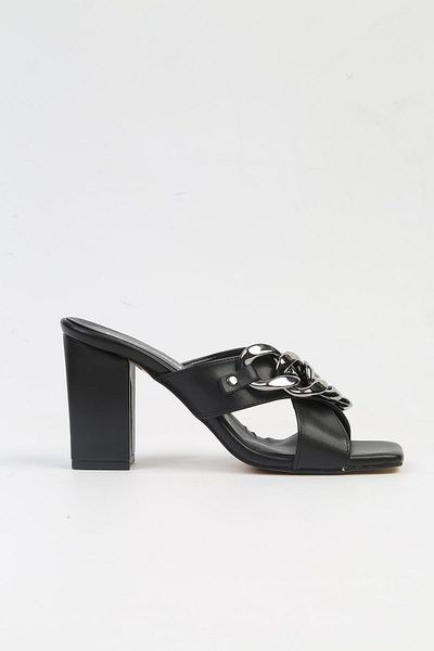 Pierre Cardin ® |    PC-53064- 3959 Μαύρες γυναικείες παντόφλες με τακούνι