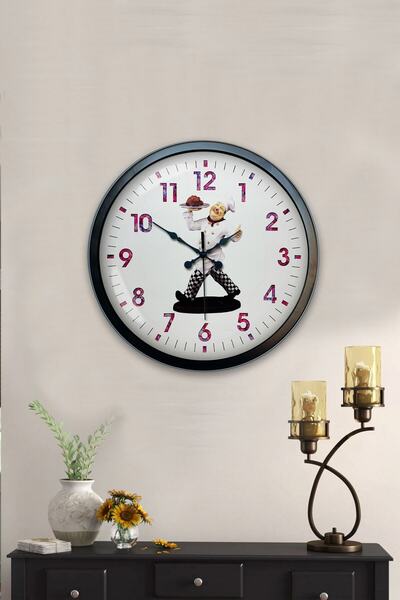 Kasva Concept Gift 40 cm Black Metal Kitchen Wall Clock