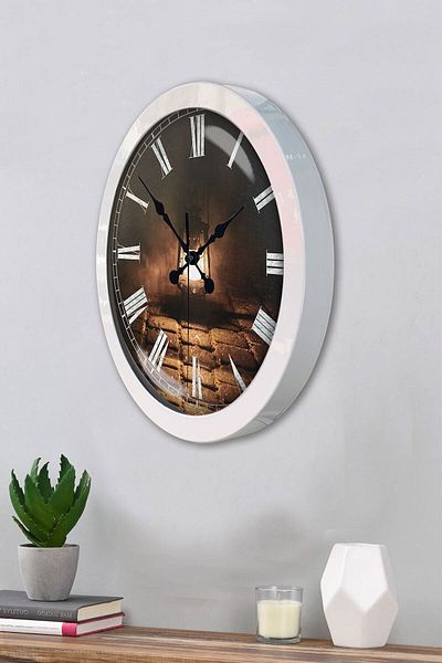 Kasva Concept 36 cm White Metal Lantern Wall Clock