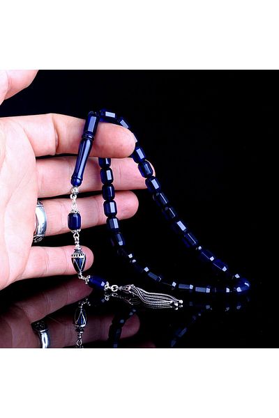 Tesbihsepetim Double Color Silver Tufted Drop Amber Prayer Beads