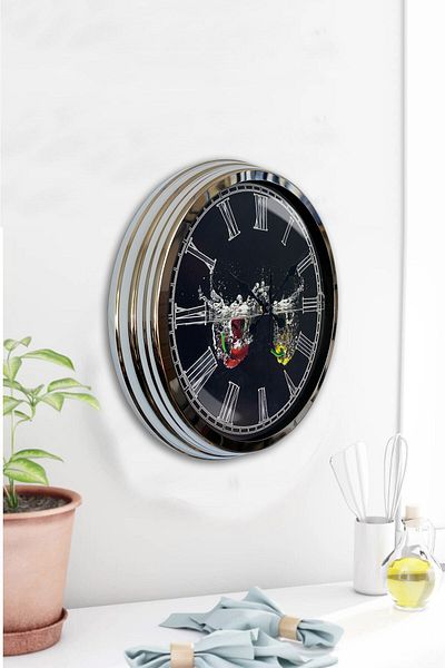 Kasva Concept 40 cm Chrome Metal Kitchen Wall Clock