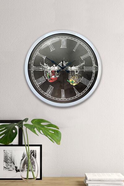 Kasva Concept هدية ساعة حائط مطبخ معدنية بيضاء مقاس 40 سم