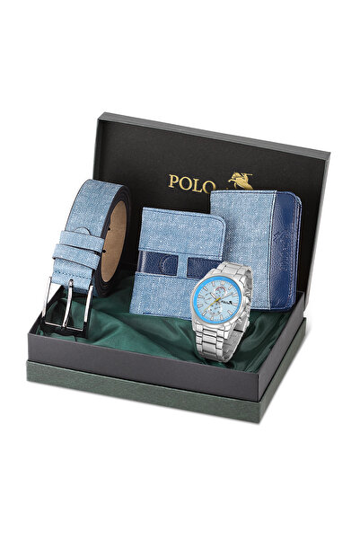 Polo Air Erkek Kol Saati Cüzdan Kemer Kartlık Kombin Set Pl-0830e2 Lacivert Set