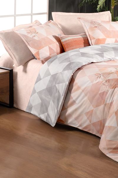 Sarev Σετ Παπλωματοθήκη Peonia Tan 100% Cotton Satin - Διπλό "233 TC"