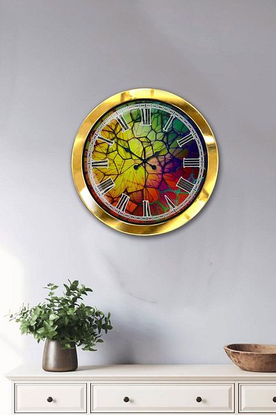Kasva Concept Gift 36 cm Gold Metal Color World Wall Clock