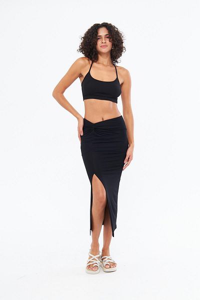 Chandraswear Black Belted Women's Skirt - Twist