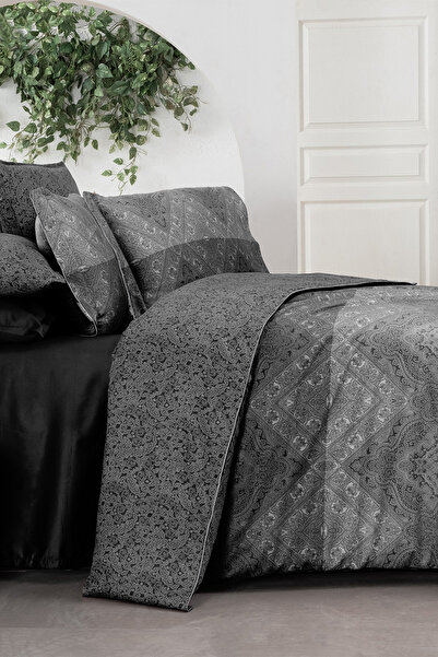 Sarev Brezno Gray Double Duvet Cover Set - 100% Cotton Satin, "300 TC"