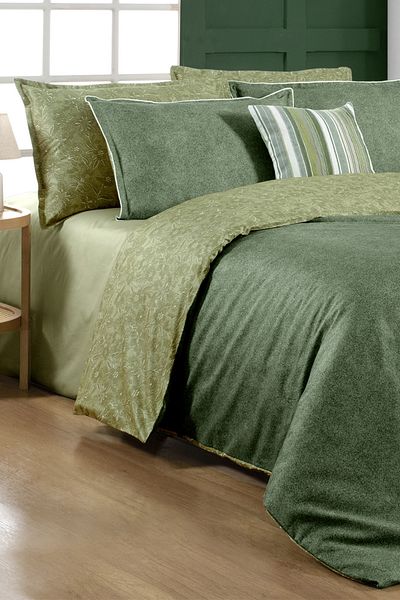 Sarev Berlina Green King Size (King Size) 100% Cotton Satin "233 Tc" Duvet Cover Set