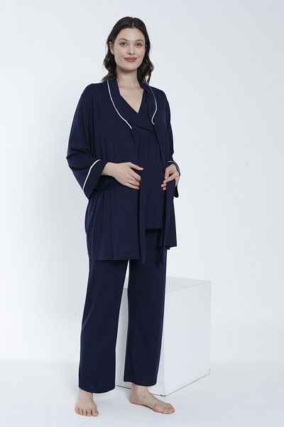 Miss Dünya Lissa Large Collar Dressing Gown Pajamas Set for Pregnant and Maternity