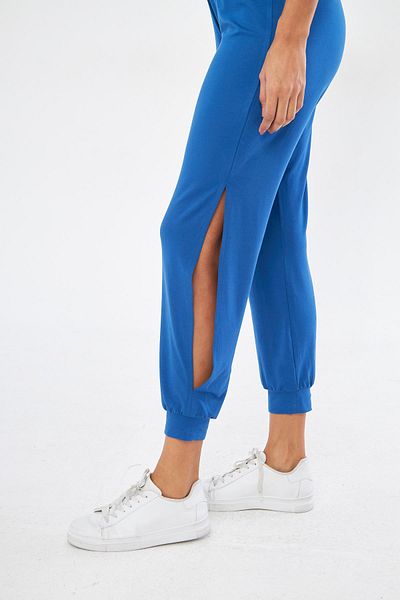 Chandraswear Blue Slit Women's Jogger Pants - Elastic Waist, Shalwar Look Bella