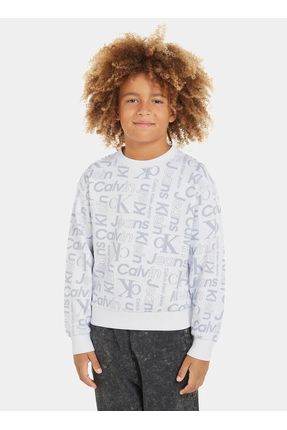 Calvin Klein Bask l Erkek Beyaz Sweatsh rt INST. CK AOP CREWNECK Fiyat Yorumlar Trendyol