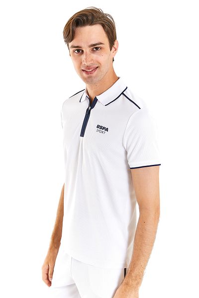 U.S. Polo Assn. Η.Π.Α. POLO ASSN. Ανδρικό μπλουζάκι με γιακά πόλο με φερμουάρ από υφαντό ύφασμα