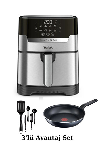 TEFAL Easy Fry & Grill Precision+ Yağsız Fritöz Airfryer + Tava ve Servis Hazırlık Seti