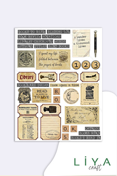 LiyaCraft Vintage Sticker Planner Ajanda Bullet Journal Için Uygun Set
