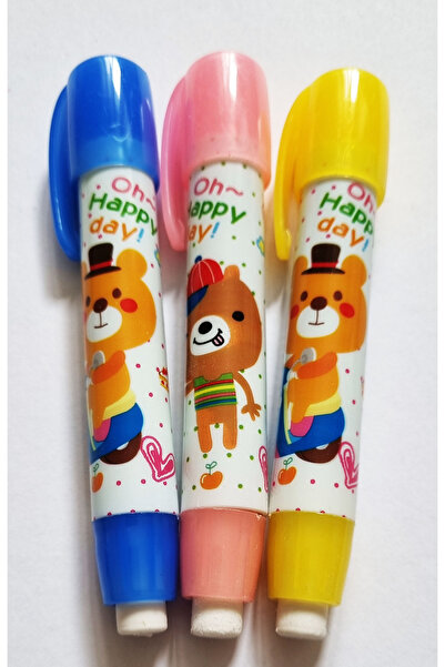 Mahi Max Happy Rocket Eraser - Set of 3, 3 Colors Push-on