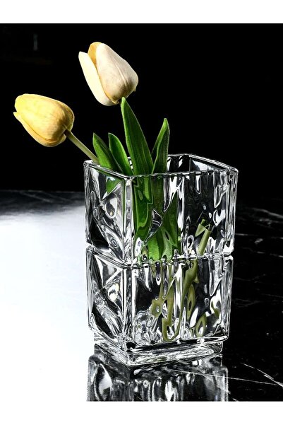 İnova Home Decor Diamond Cam Kare Vazo - Kavanoz