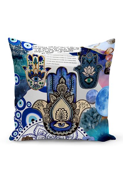 Bertille Home Husă de pernă Seria Evil Eye imprimată digital pe două fețe (Husă de pernă pentru ochi Evil)