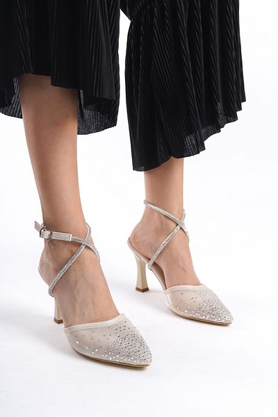 Moda Değirmeni Zece pantofi de seară cu curea la gleznă cu piatră pentru femei BG1181-121-0005