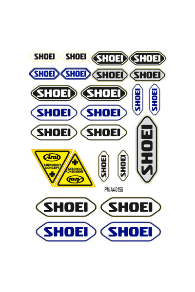 MOTOSEPETİM SHOEI TASARIMLI EKİPMAN KASK MOTORSİKLET STİCKER SETİ 01