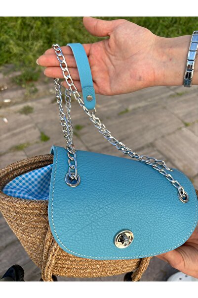 MaVaux Genuine Leather and Chain Chest Jute Bag - With Inner Lining