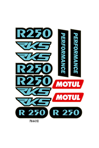MOTOSEPETİM RKS R250 TASARIMLI EKİPMAN KASK MOTORSİKLET STİCKER SETİ 01
