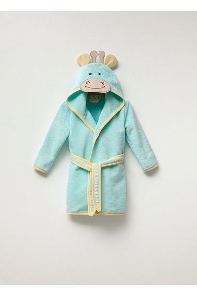 Rise Raba Children's Bathrobe Belted Cute Animal Pattern Bathrobes 1-4 Years Old