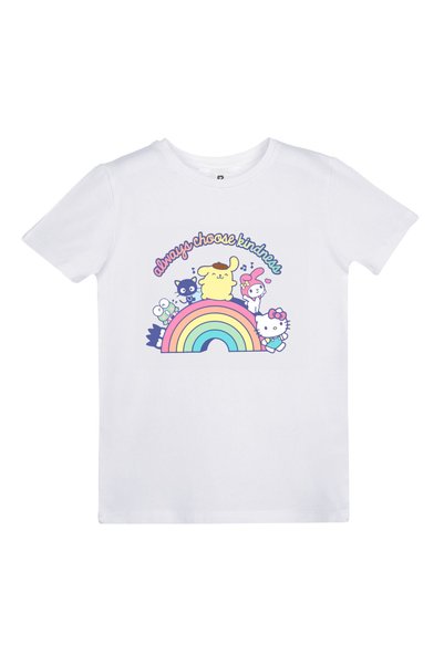 EZ Design تي شيرت مطبوع عليه Hello Kitty وRainbow