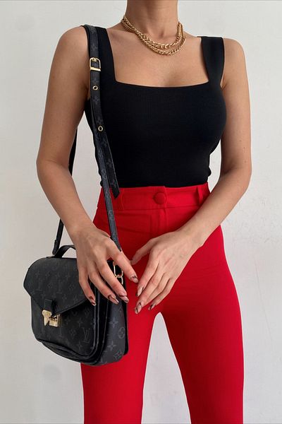 Jose Clothing Γυναικεία Πλεκτή Μπλούζα με λουράκι - Τετράγωνος Γιακάς