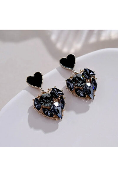Takıtolia Amour - Black Zircon Stone Stylish Design Earrings