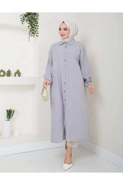 modasindoma قميص تونيك نسائي طويل من الفيسكوز مع فتحة