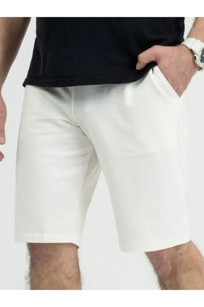 carwin Erkek Krem Keten Slim Fit Şort Cepli Yazlık Rahat Kesim