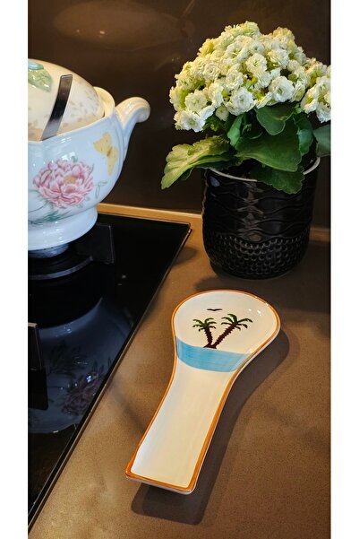 KHAKMA Tasarım Seramik Kaşık Altlığı, Kaşıklık PALMİYE