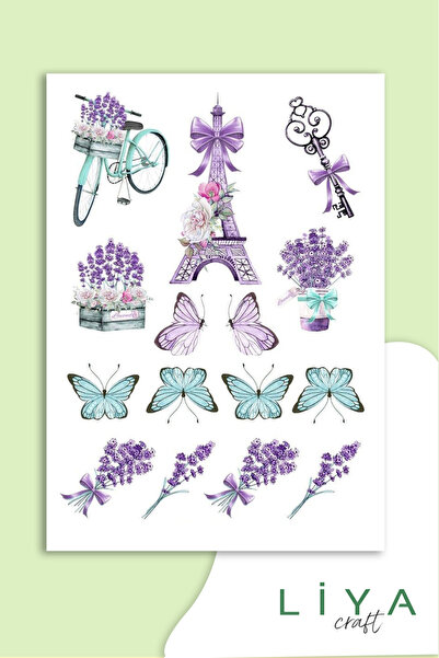 LiyaCraft Set naljepnica sa lavandom pogodan za planer, agendu i bullet journal