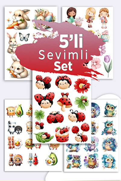 LiyaCraft 5'li Sevimli Sticker Planner Ajanda Bullet Journal Için Uygun Set