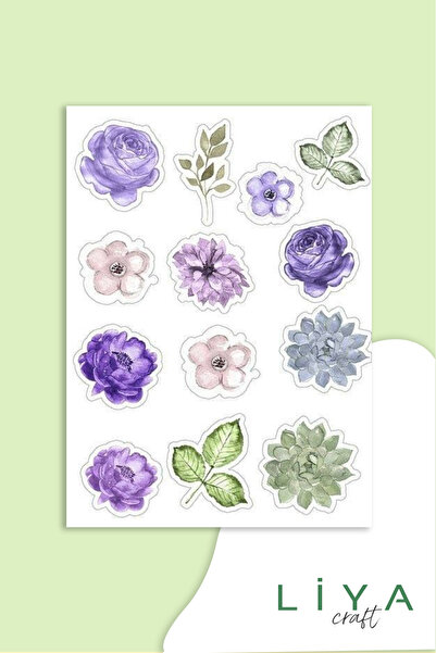 LiyaCraft Set naljepnica sa cvećem pogodan za planer, agendu i bullet journal