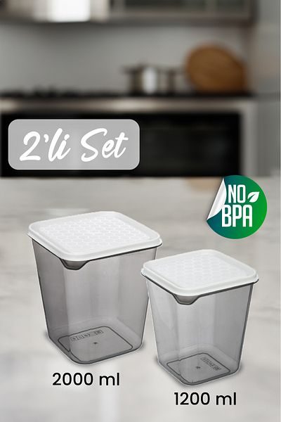 Vienev Set of 2 White Storage Containers with Lid